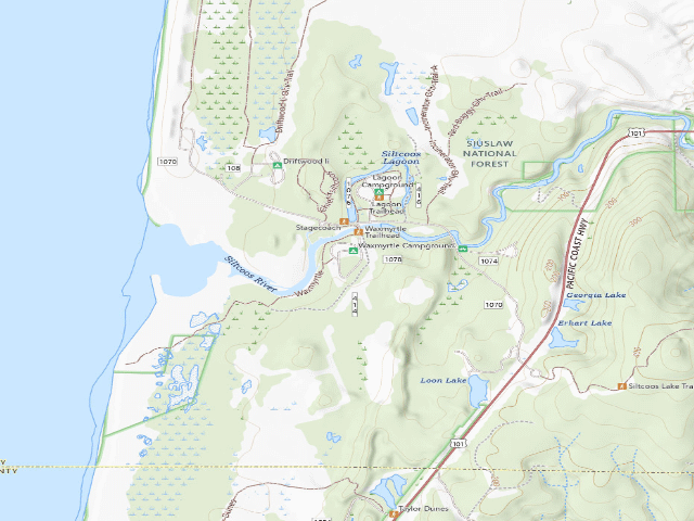 USGS topographic map of Waxmyrtle Campground