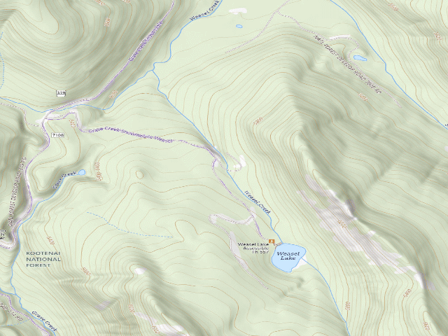 USGS topographic map of Weasel Creek