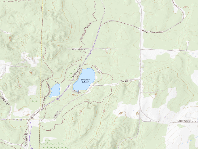 USGS topographic map of Weber Lake State Forest Campground