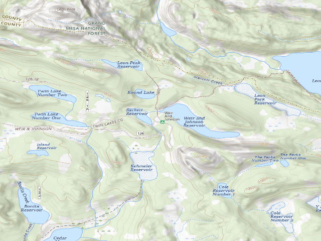 USGS topographic map of Weir and Johnson Campground