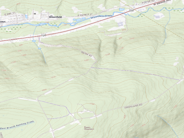USGS topographic map of Weiser State Forest roadside campsite G001