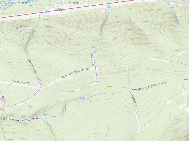 USGS topographic map of Weiser State Forest roadside campsite G002