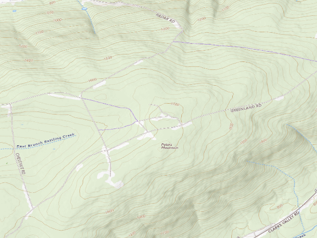 USGS topographic map of Weiser State Forest roadside campsite G004