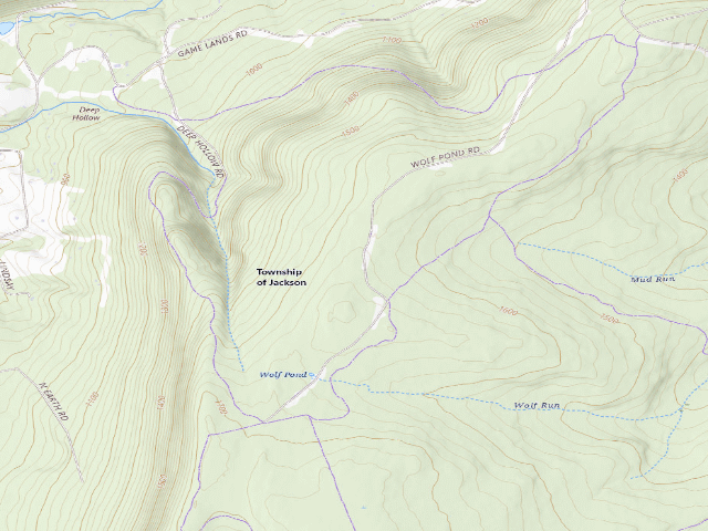 USGS topographic map of Weiser State Forest roadside campsite H001