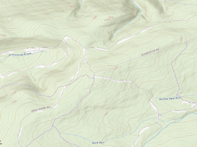 USGS topographic map of Weiser State Forest roadside campsite H002