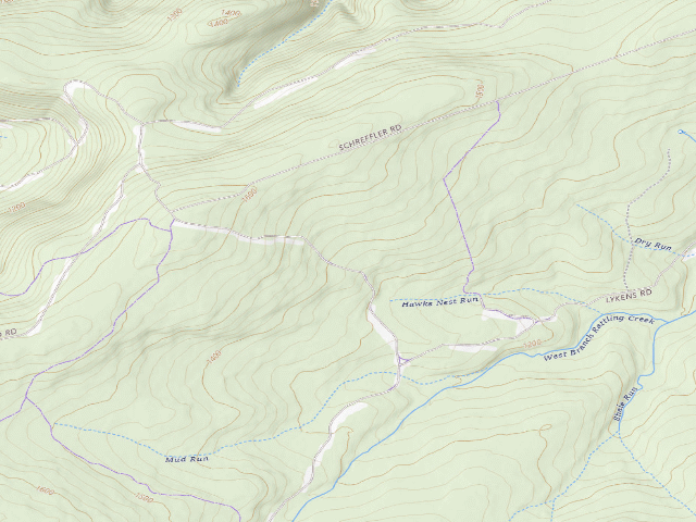 USGS topographic map of Weiser State Forest roadside campsite H003