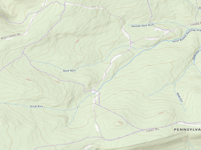 USGS topographic map of Weiser State Forest roadside campsite HE 4
