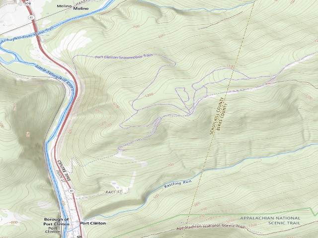 USGS topographic map of Weiser State Forest roadside campsite PC002
