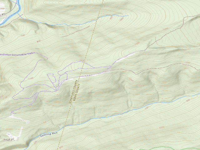 USGS topographic map of Weiser State Forest roadside campsite PC004