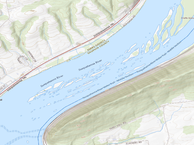 USGS topographic map of Weiser State Forest water-trail campsite 101