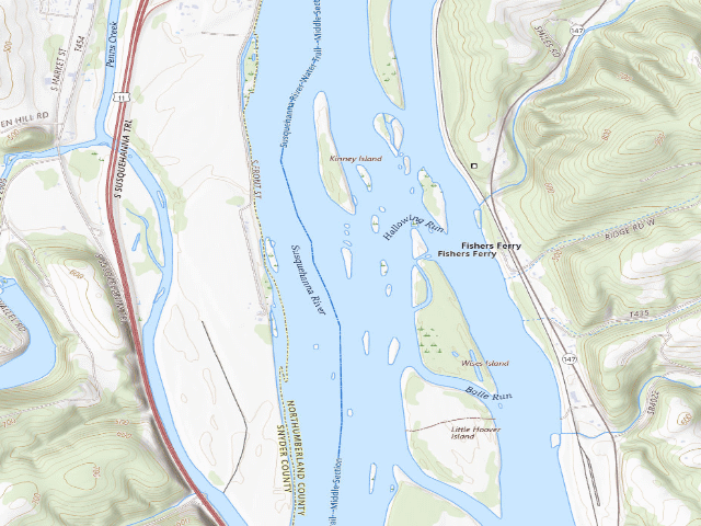 USGS topographic map of Weiser State Forest water-trail campsite 116