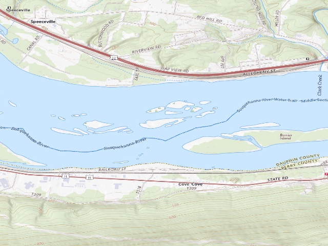 USGS topographic map of Weiser State Forest water-trail campsite 81b