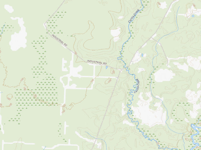 USGS topographic map of West Bay WMA camping area -- Spikes Camp Site