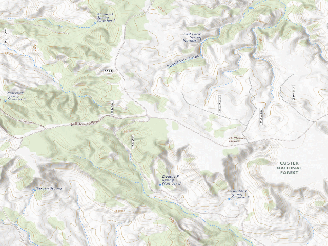 USGS topographic map of West Belltower Flats