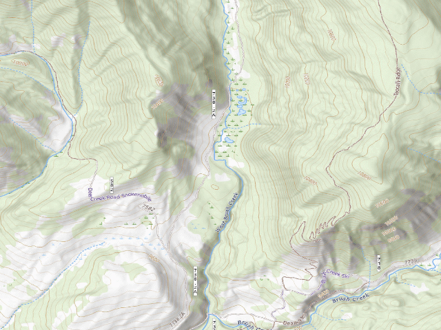 USGS topographic map of West Brush Designated Camping Area