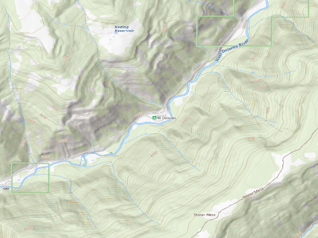 USGS topographic map of West Dolores Campground