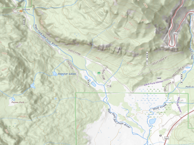 USGS topographic map of West Fork Campground