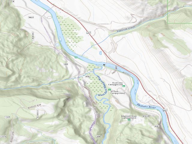 USGS topographic map of West Fork Campground