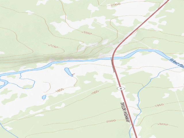USGS topographic map of West Fork Campground (Taylor Highway MP 49)