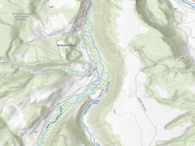 USGS topographic map of West Fork Corridor/Smith Lake & Soap Creek