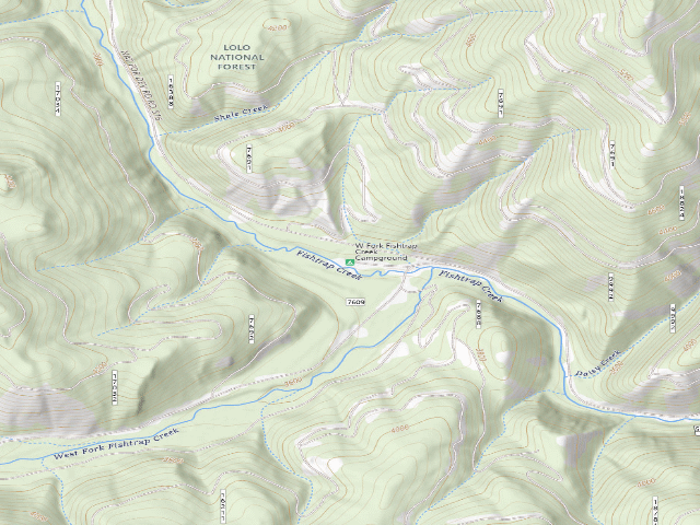 USGS topographic map of West Fork Fishtrap Creek Campground
