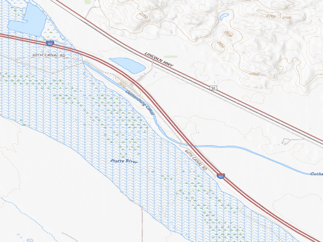 USGS topographic map of West Gothenburg WMA