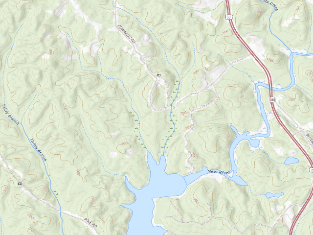 USGS topographic map of West Point WMA - Campground 2 (north)
