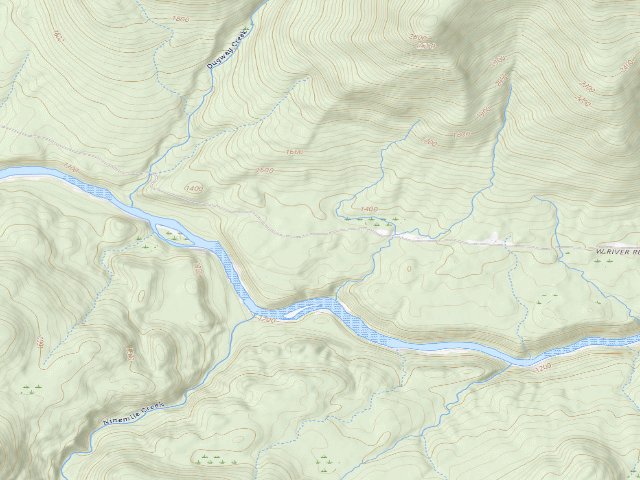USGS topographic map of West River Road Campsite #1 (Silver Lake Wilderness)