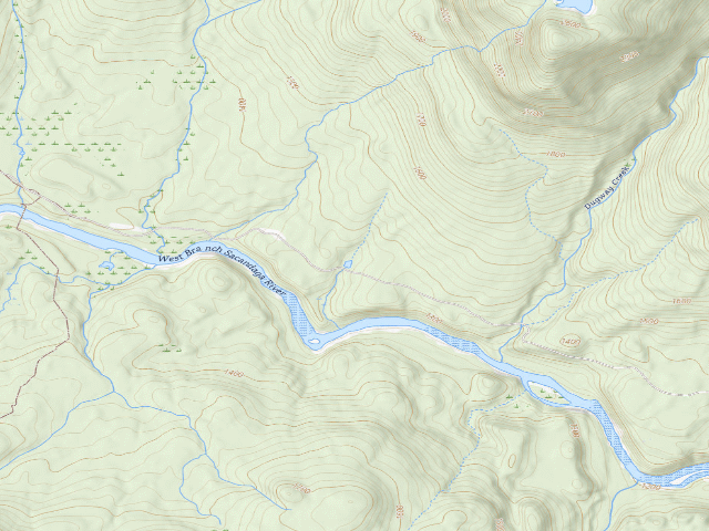 USGS topographic map of West River Road Campsite #5 (Silver Lake Wilderness)