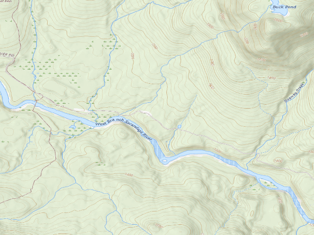 USGS topographic map of West River Road Campsite #6 (Silver Lake Wilderness)