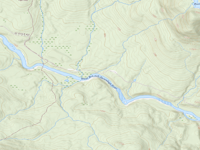 USGS topographic map of West River Road Campsite #7 (Silver Lake Wilderness)
