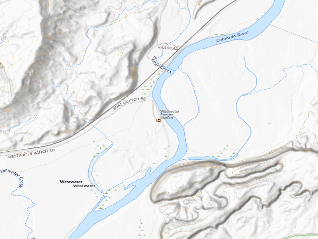 USGS topographic map of Westwater Canyon River