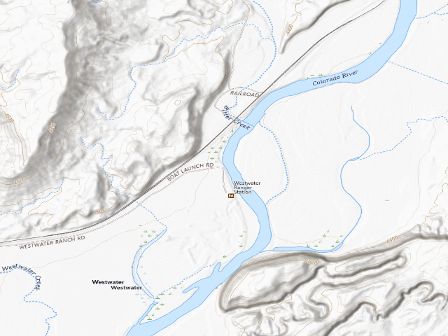 USGS topographic map of Westwater Canyon