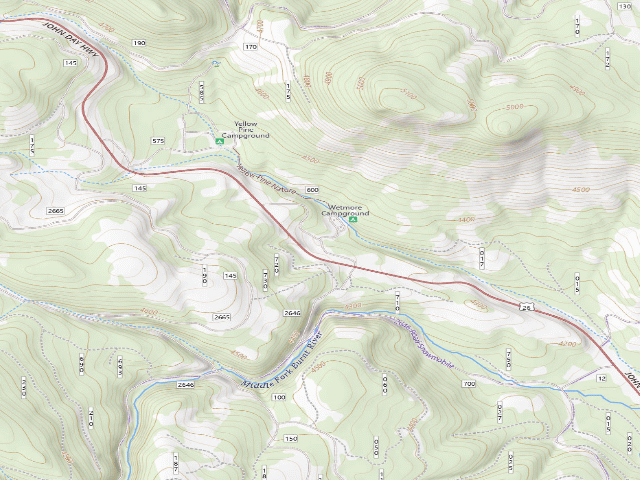 USGS topographic map of Wetmore Campground