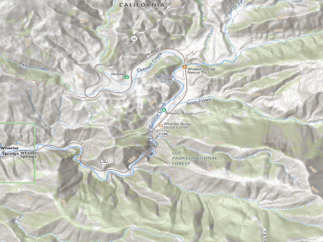 USGS topographic map of Wheeler Gorge