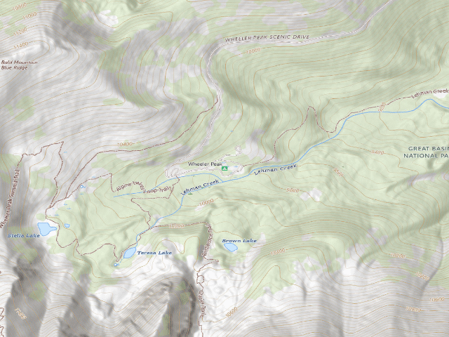 USGS topographic map of Wheeler Peak Campground