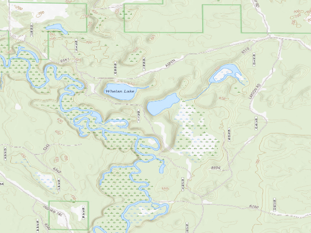 USGS topographic map of Whelan Lake Backcountry Campsites