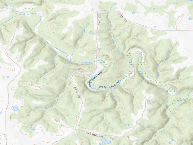 USGS topographic map of Whetstone Creek Conservation Area