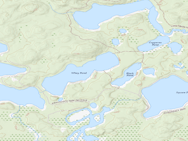 USGS topographic map of Whey Pond Campsite (Saranac Lakes Wild Forest)