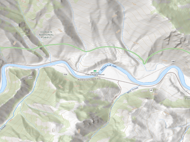 USGS topographic map of Whiskey Flat Campground