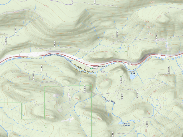 USGS topographic map of Whispering Falls