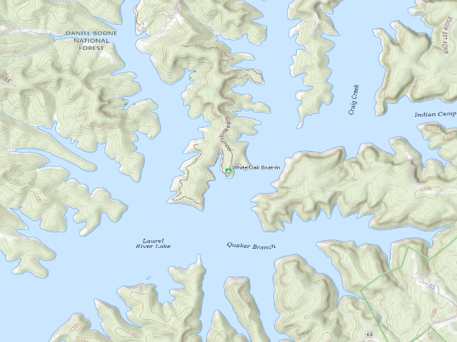 USGS topographic map of White Oak Boat-In Campground