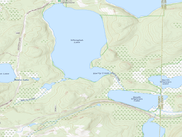 USGS topographic map of Whitefish Lake Site 1