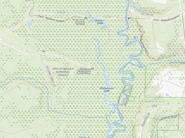 USGS topographic map of Whitehead Campground & Boat Ramp