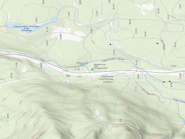 USGS topographic map of Whitehorse Falls Campground