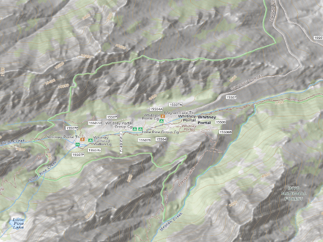 USGS topographic map of Whitney Portal Campground
