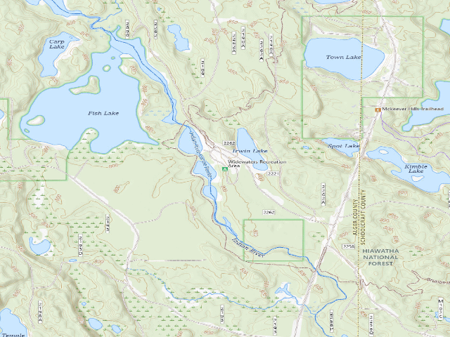 USGS topographic map of Widewaters Campground