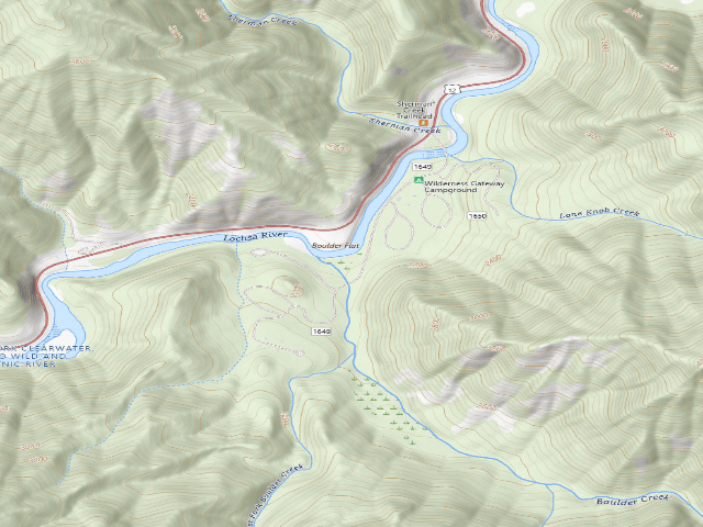 USGS topographic map of Wilderness Gateway Campground