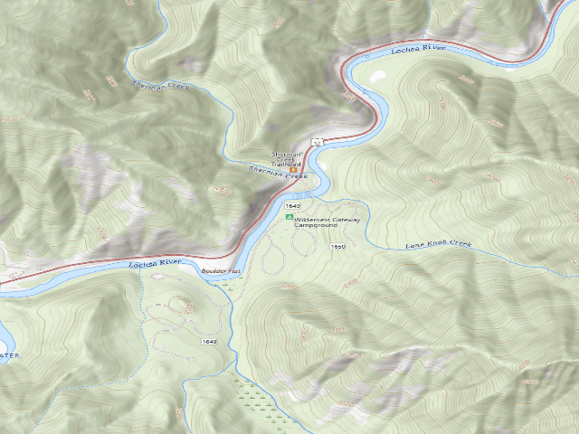 USGS topographic map of Wilderness Gateway Campground