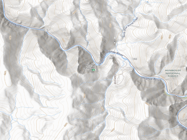 USGS topographic map of Wildhorse Crossing Campground